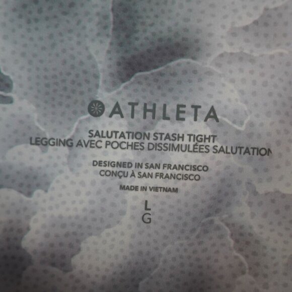 Athleta Salutation Stash Tight 7/8 Legging Abstract Grey Pink Pockets L Workout - Picture 9 of 10